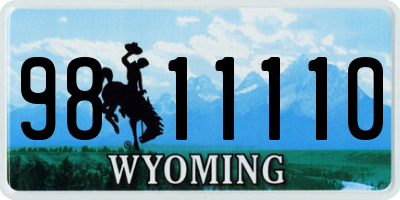 WY license plate 9811110