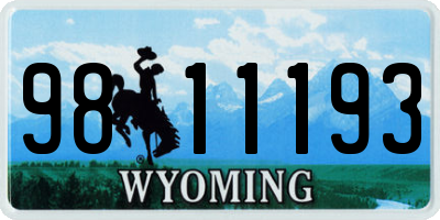 WY license plate 9811193