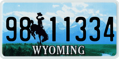WY license plate 9811334