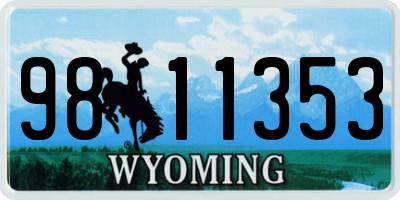 WY license plate 9811353