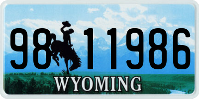 WY license plate 9811986