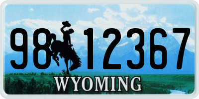 WY license plate 9812367