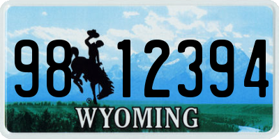 WY license plate 9812394