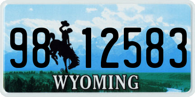 WY license plate 9812583