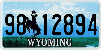 WY license plate 9812894