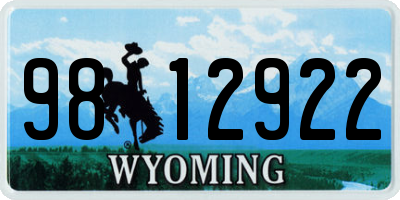 WY license plate 9812922