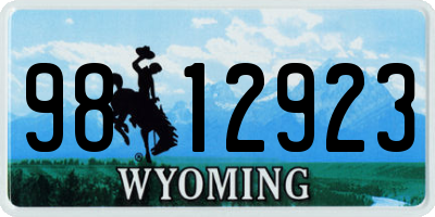 WY license plate 9812923