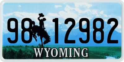 WY license plate 9812982