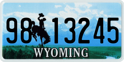 WY license plate 9813245
