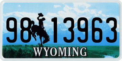 WY license plate 9813963