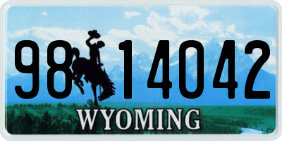 WY license plate 9814042