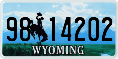 WY license plate 9814202