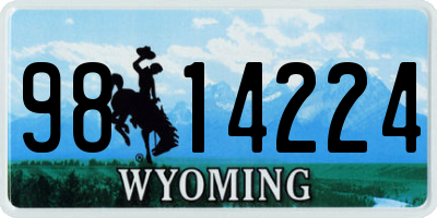 WY license plate 9814224
