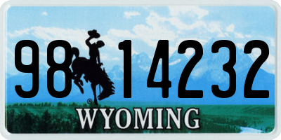 WY license plate 9814232