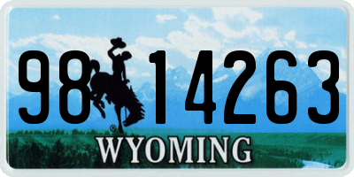 WY license plate 9814263