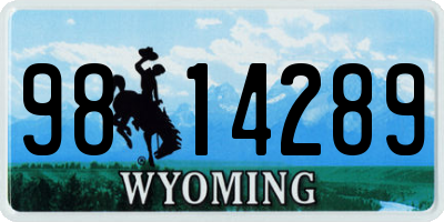 WY license plate 9814289