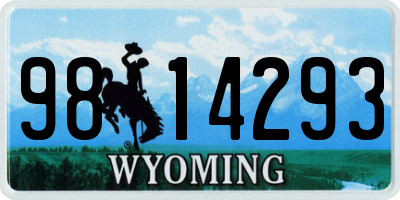WY license plate 9814293