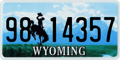 WY license plate 9814357