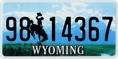 WY license plate 9814367