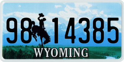 WY license plate 9814385