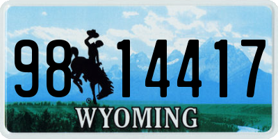 WY license plate 9814417