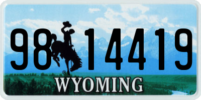 WY license plate 9814419