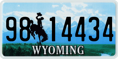 WY license plate 9814434