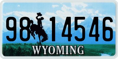 WY license plate 9814546