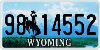 WY license plate 9814552