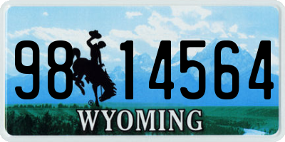 WY license plate 9814564