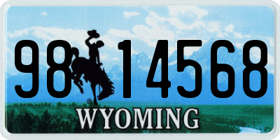 WY license plate 9814568