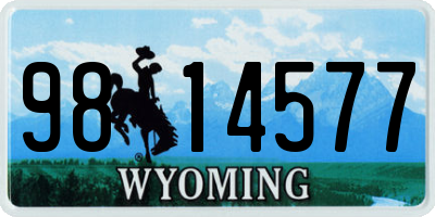 WY license plate 9814577