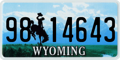 WY license plate 9814643