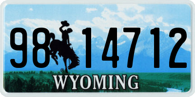 WY license plate 9814712