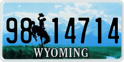 WY license plate 9814714
