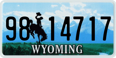WY license plate 9814717