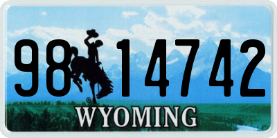 WY license plate 9814742
