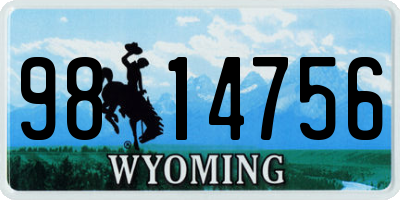 WY license plate 9814756