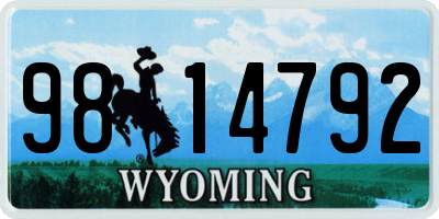 WY license plate 9814792