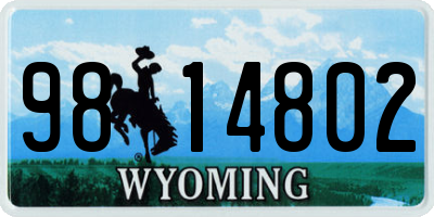 WY license plate 9814802