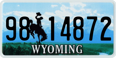 WY license plate 9814872