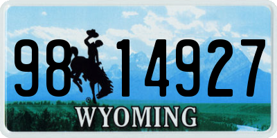 WY license plate 9814927