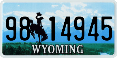 WY license plate 9814945