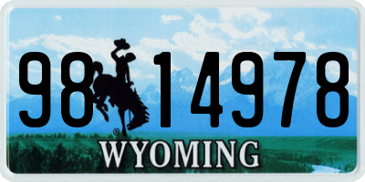 WY license plate 9814978