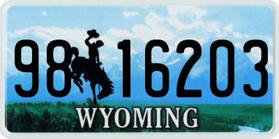 WY license plate 9816203