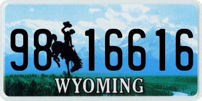 WY license plate 9816616