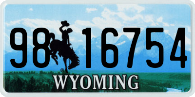 WY license plate 9816754