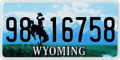 WY license plate 9816758