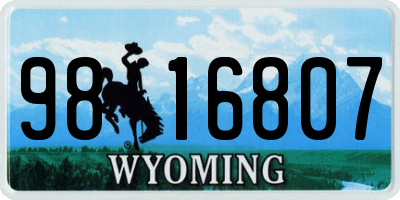 WY license plate 9816807