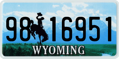WY license plate 9816951